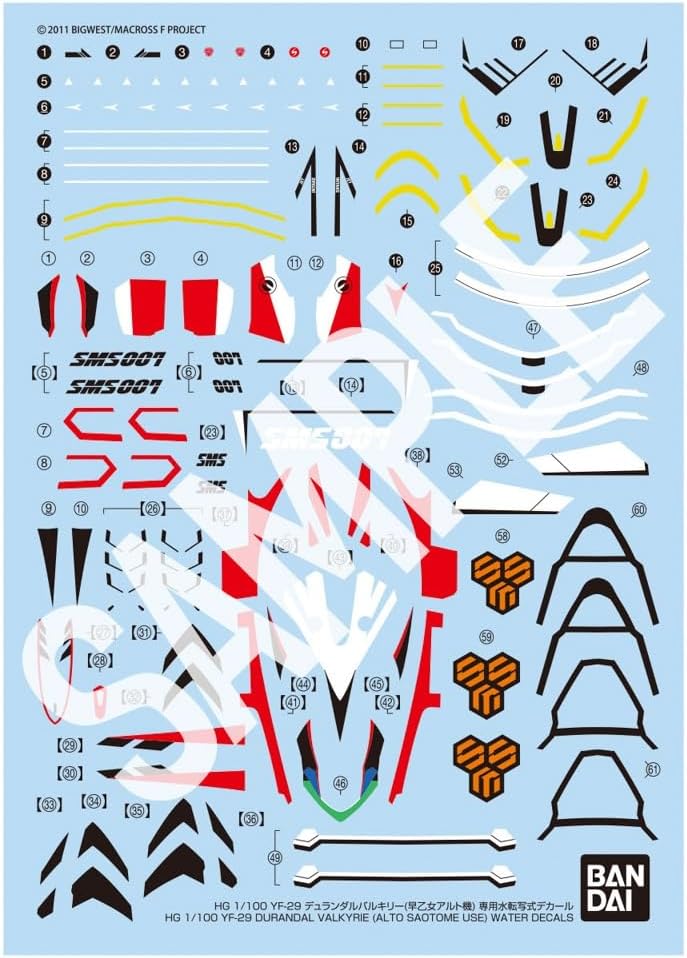 HG 1/100 YF-29 デュランダルバルキリー(早乙女アルト機) 専用水転写式デカール