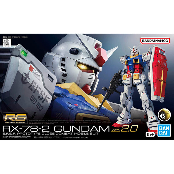 Amazon.com: Bandai Hobby - Mobile Suit Gundam - RX-78-2 Gundam ver. 2.0,  Bandai Spirits RG 1/144 Model Kit : Arts, Crafts & Sewing