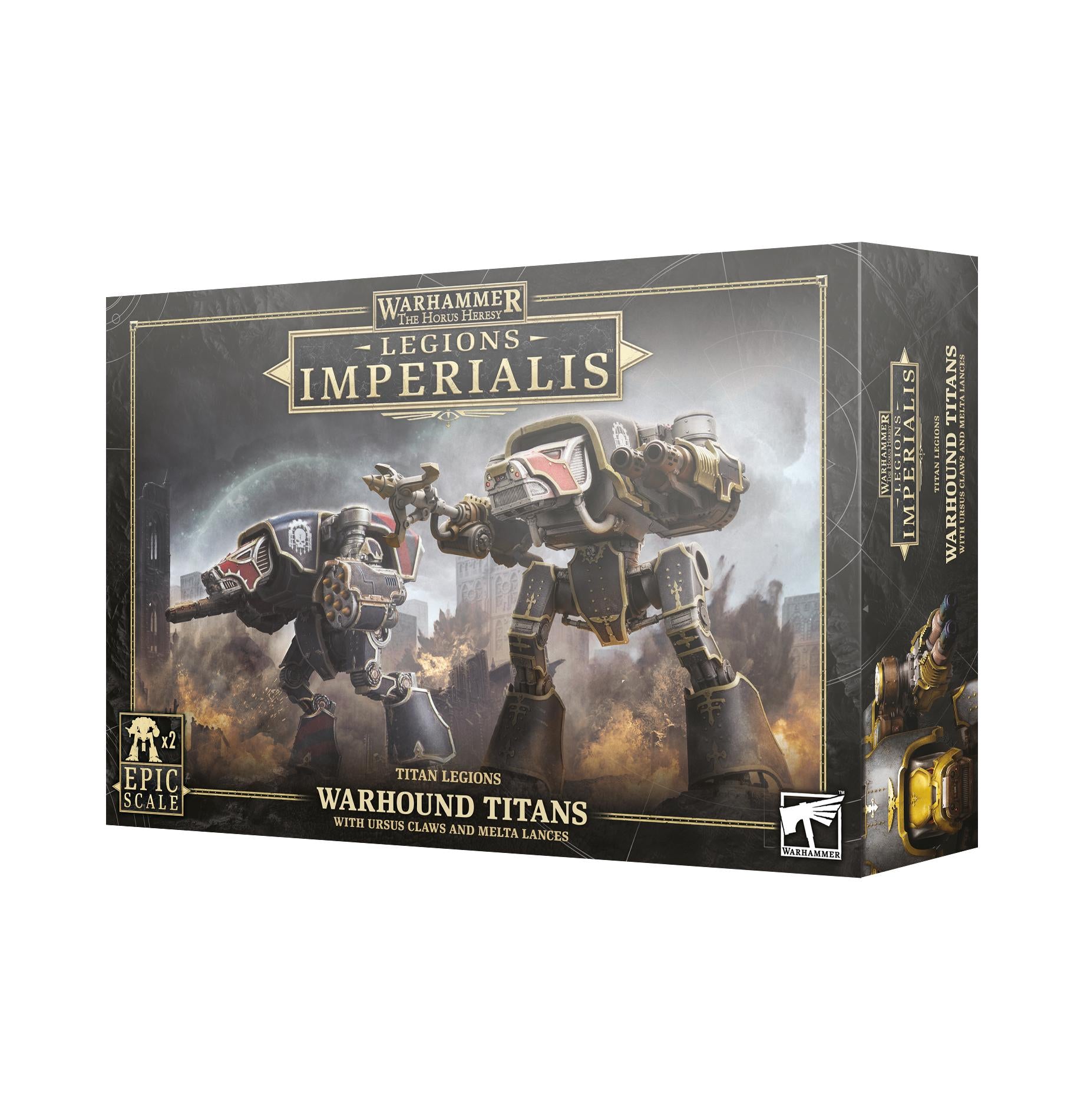 レギオンズ・インペリアリス：タイタン・レギオン：ウォーハウンド・タイタン（ウルサスクロウ＆メルタランス装備）　LEGIONS IMPERIALIS: WARHOUND TITANS WITH URSUS CLAWS
