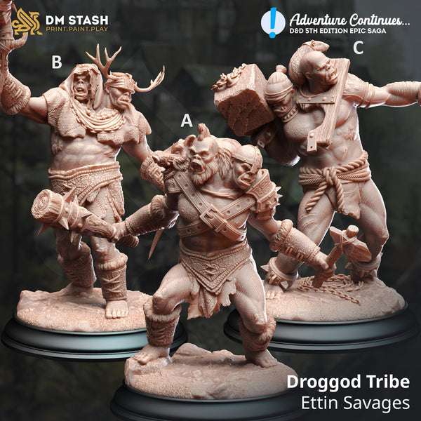 Droggod Tribe - Ettin Savages [Large Sized Models - 50mm bases]