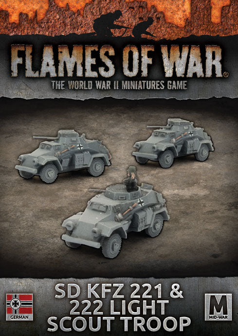 gbx112 Sd Kfz 221 & 222 Light Scout Troop (Mid War x3 Tanks)