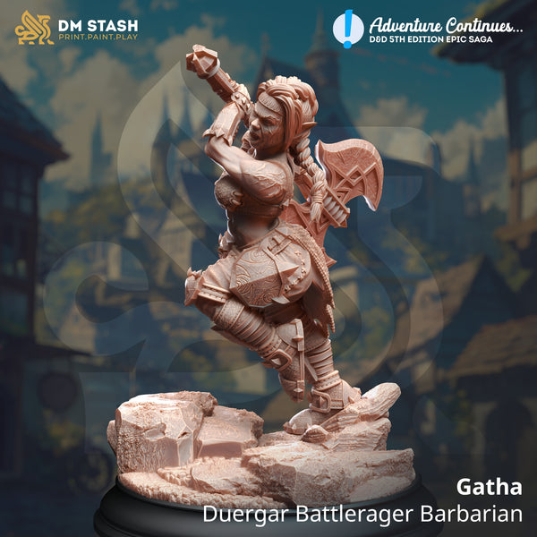 Gatha - Duergar Battlerager Barbarian [Medium Sized Model - 25mm base]