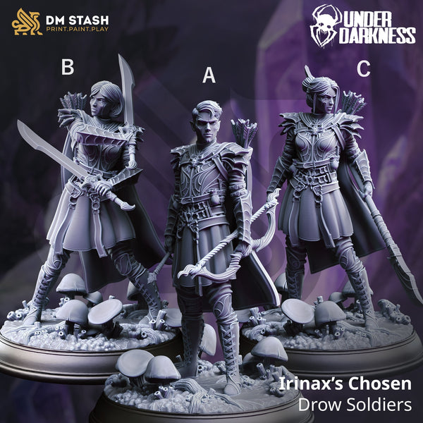 Irinax's Chosen - Drow Soldiers [Medium Sized Models - 25mm bases]