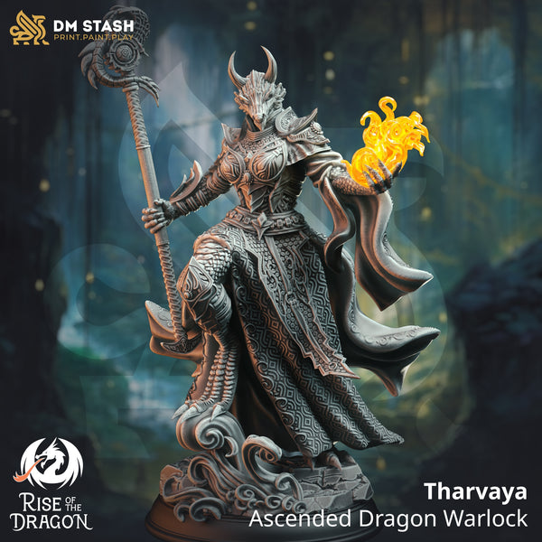 Tharvaya - Ascended Dragon Warlock [Medium Sized Model - 25mm base]