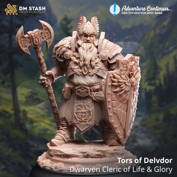 Tors of Delvdor - Dwarven Cleric of Life & Glory [Medium Sized Model - 25mm base]